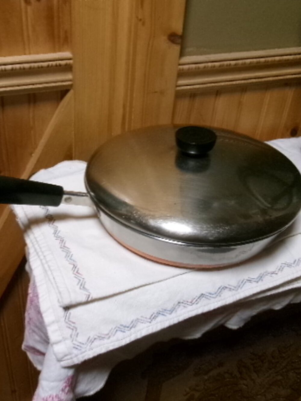 vtg Revere Ware 9 in skillet and lid copper bottom 1901 clinton Illinois